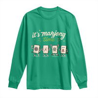 Its Mahjong Time Long Sleeve Shirt Funny Cartoon Mahjong Tiles Gathering Game Night