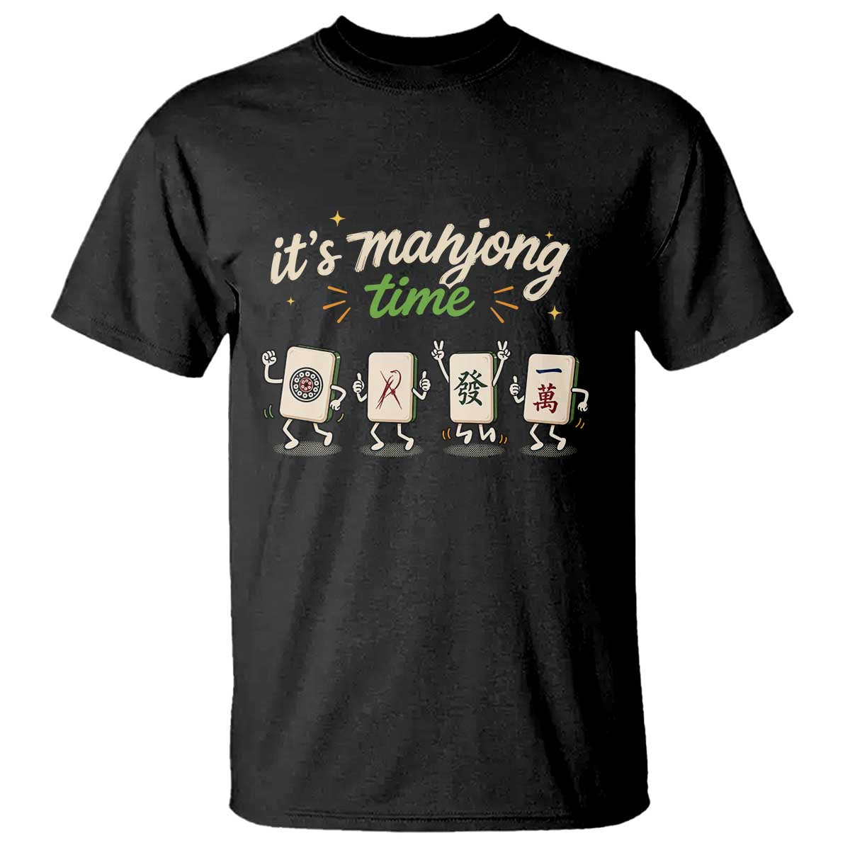 Its Mahjong Time T Shirt Funny Cartoon Mahjong Tiles Gathering Game Night