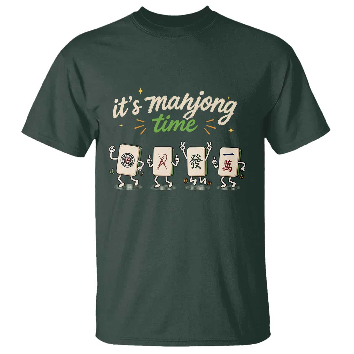 Its Mahjong Time T Shirt Funny Cartoon Mahjong Tiles Gathering Game Night
