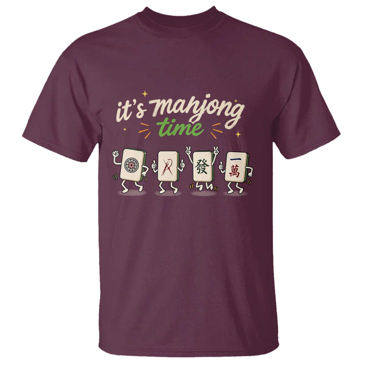 Its Mahjong Time T Shirt Funny Cartoon Mahjong Tiles Gathering Game Night