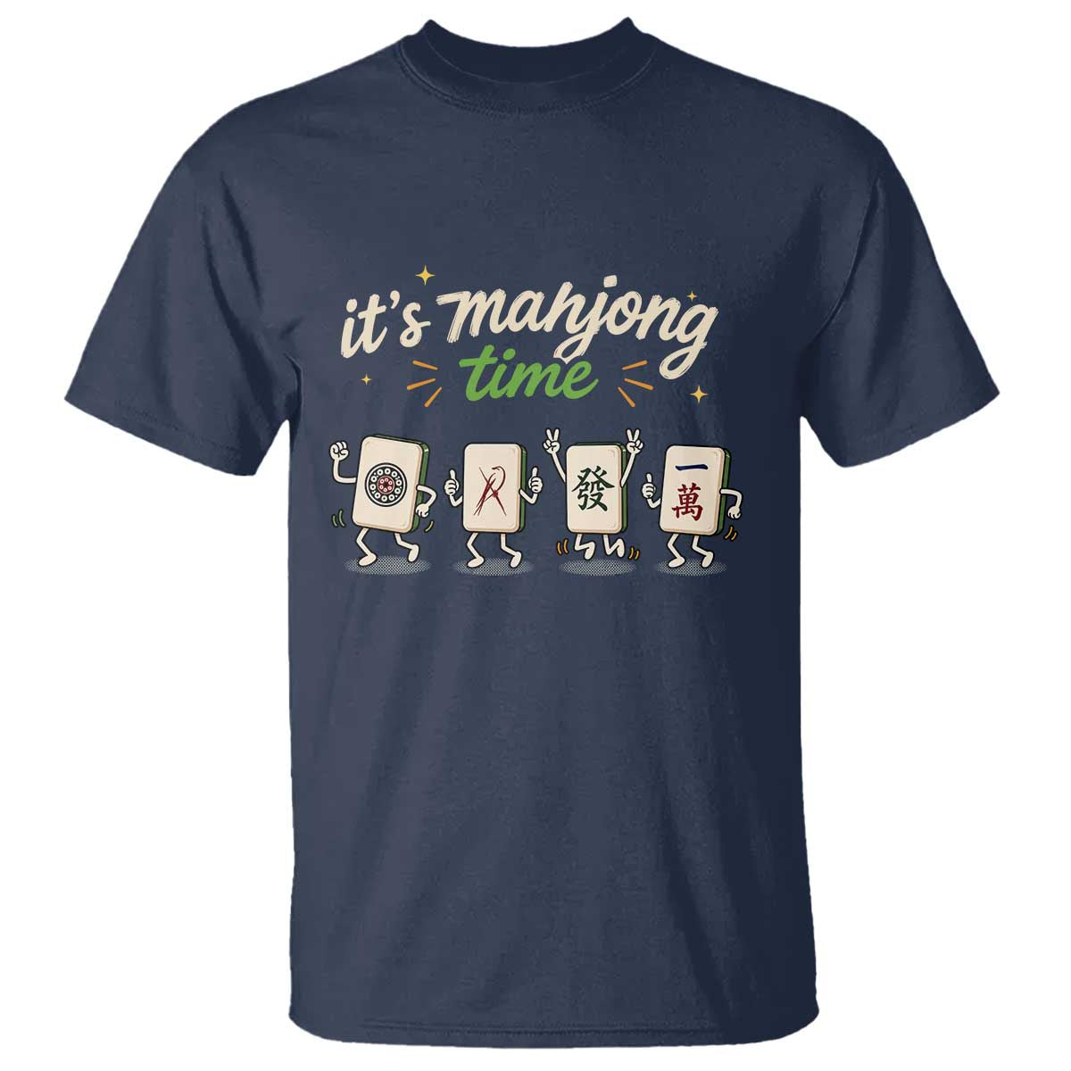 Its Mahjong Time T Shirt Funny Cartoon Mahjong Tiles Gathering Game Night