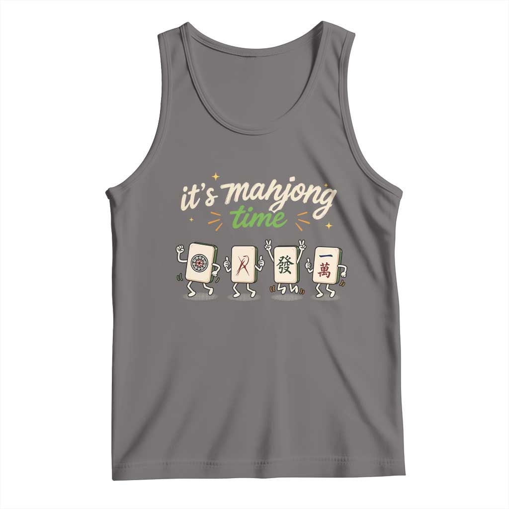 Its Mahjong Time Tank Top Funny Cartoon Mahjong Tiles Gathering Game Night