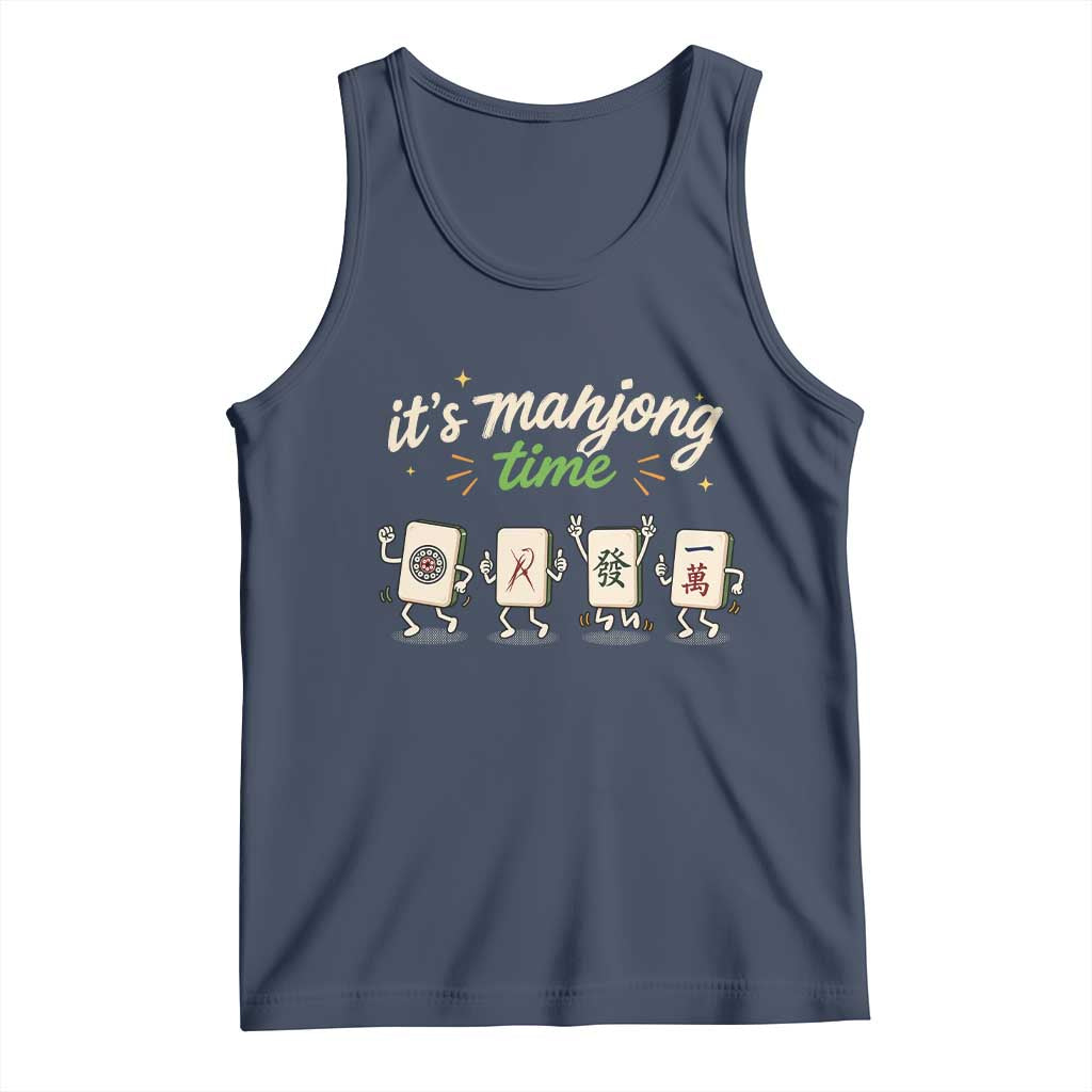 Its Mahjong Time Tank Top Funny Cartoon Mahjong Tiles Gathering Game Night