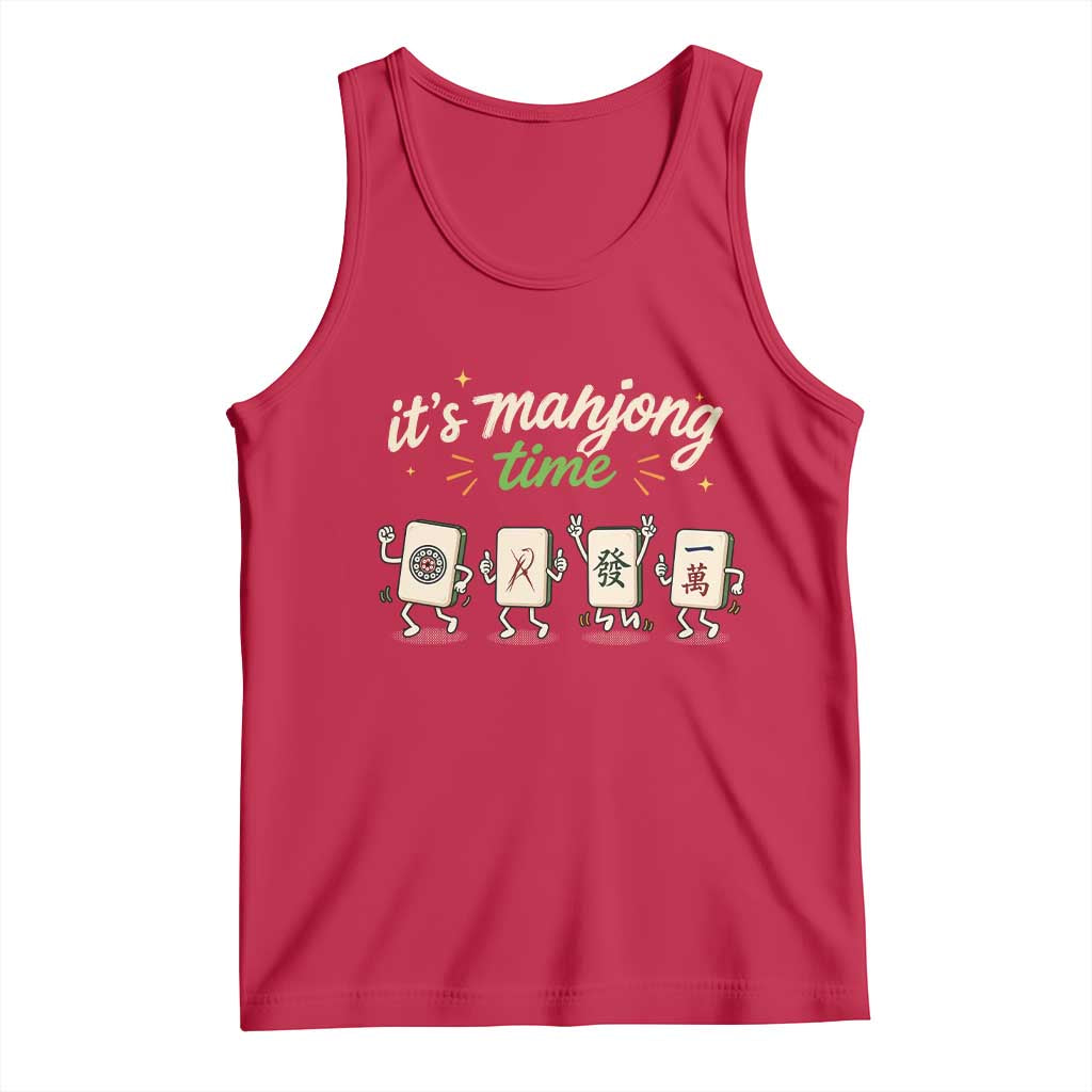 Its Mahjong Time Tank Top Funny Cartoon Mahjong Tiles Gathering Game Night