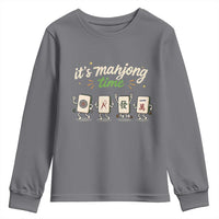 Its Mahjong Time Youth Sweatshirt Funny Cartoon Mahjong Tiles Gathering Game Night