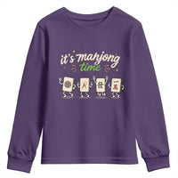 Its Mahjong Time Youth Sweatshirt Funny Cartoon Mahjong Tiles Gathering Game Night