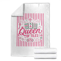 Queen Of Tiles Pink Mahjong Lover Game Night Graphic Throw Blanket