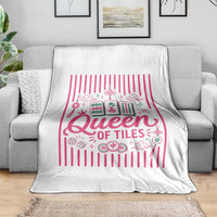 Queen Of Tiles Pink Mahjong Lover Game Night Graphic Throw Blanket
