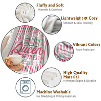 Queen Of Tiles Pink Mahjong Lover Game Night Graphic Throw Blanket