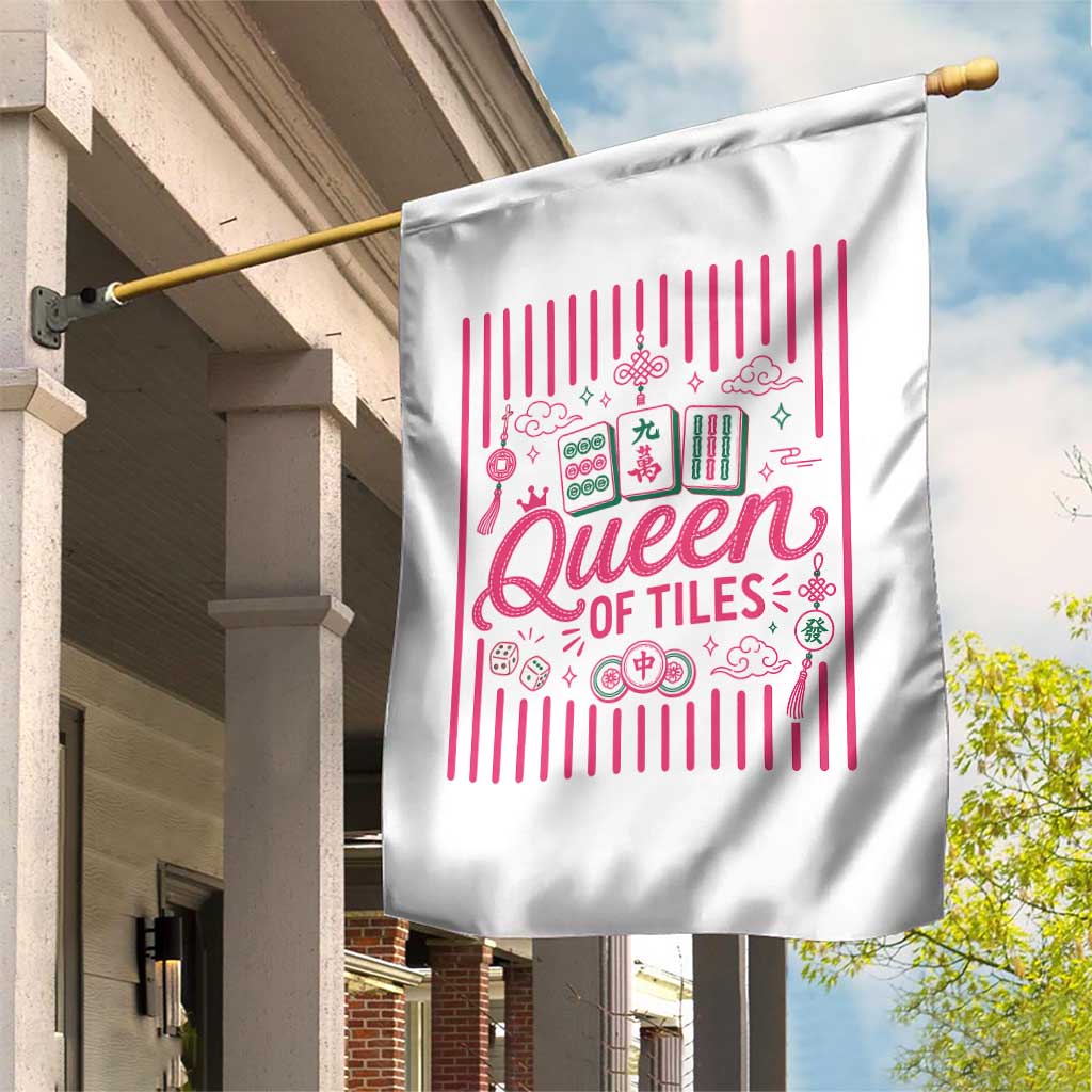 Queen Of Tiles Pink Mahjong Lover Game Night Graphic Garden Flag