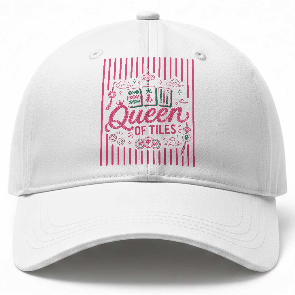 Queen Of Tiles Pink Mahjong Lover Game Night Graphic Baseball Cap