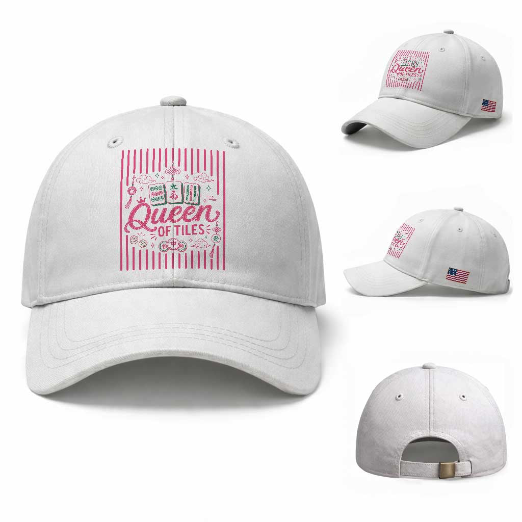 Queen Of Tiles Pink Mahjong Lover Game Night Graphic Baseball Cap