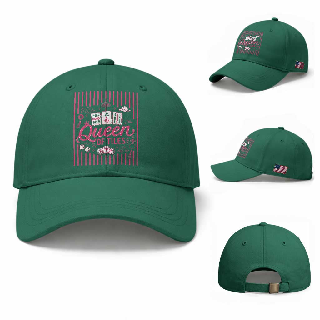 Queen Of Tiles Pink Mahjong Lover Game Night Graphic Baseball Cap