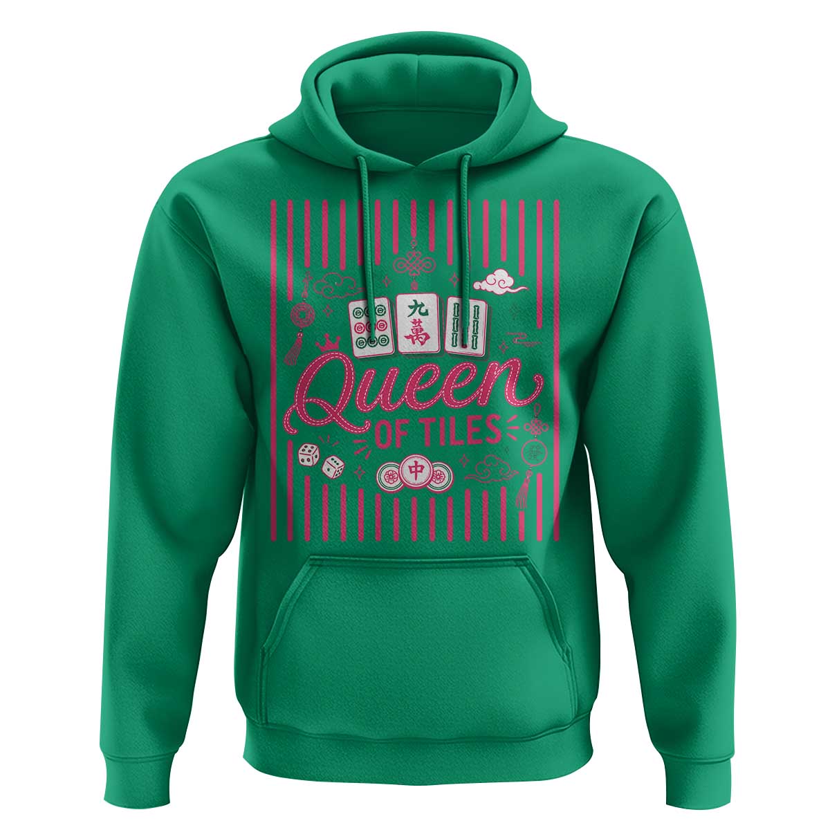 Queen Of Tiles Pink Mahjong Lover Game Night Graphic Hoodie