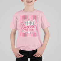 Queen Of Tiles Pink Mahjong Lover Game Night Graphic T Shirt For Kid