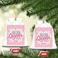 Queen Of Tiles Pink Mahjong Lover Game Night Graphic Ceramic Ornament