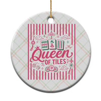 Queen Of Tiles Pink Mahjong Lover Game Night Graphic Ceramic Ornament