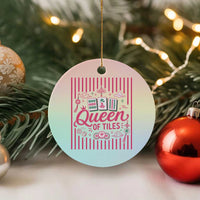Queen Of Tiles Pink Mahjong Lover Game Night Graphic Ceramic Ornament
