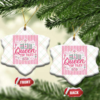 Queen Of Tiles Pink Mahjong Lover Game Night Graphic Ceramic Ornament