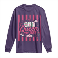 Queen Of Tiles Pink Mahjong Lover Game Night Graphic Long Sleeve Shirt