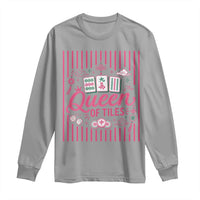 Queen Of Tiles Pink Mahjong Lover Game Night Graphic Long Sleeve Shirt