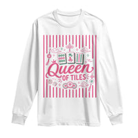 Queen Of Tiles Pink Mahjong Lover Game Night Graphic Long Sleeve Shirt