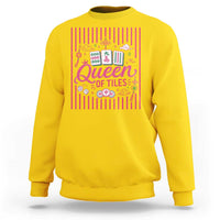 Queen Of Tiles Pink Mahjong Lover Game Night Graphic Sweatshirt