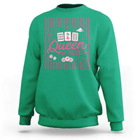 Queen Of Tiles Pink Mahjong Lover Game Night Graphic Sweatshirt