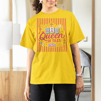 Queen Of Tiles Pink Mahjong Lover Game Night Graphic T Shirt For Women