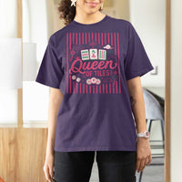 Queen Of Tiles Pink Mahjong Lover Game Night Graphic T Shirt For Women