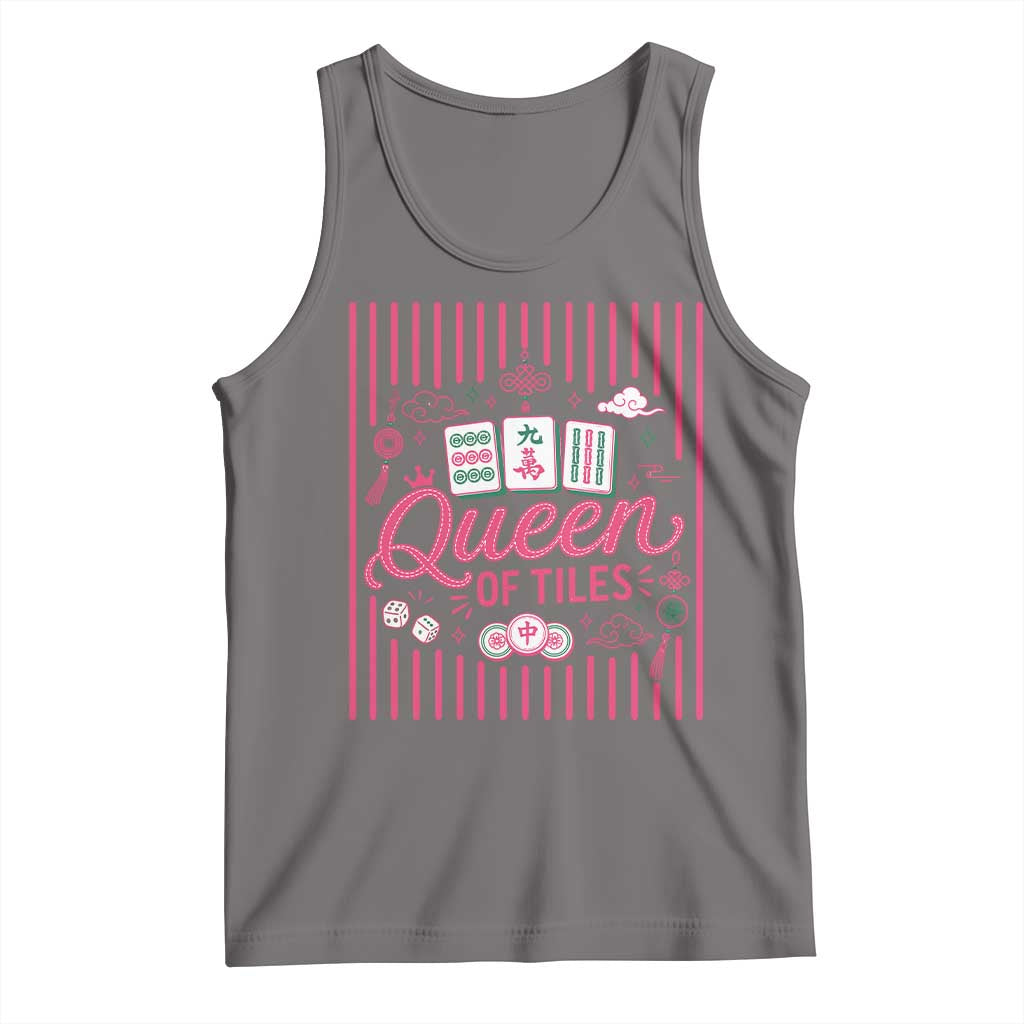 Queen Of Tiles Pink Mahjong Lover Game Night Graphic Tank Top