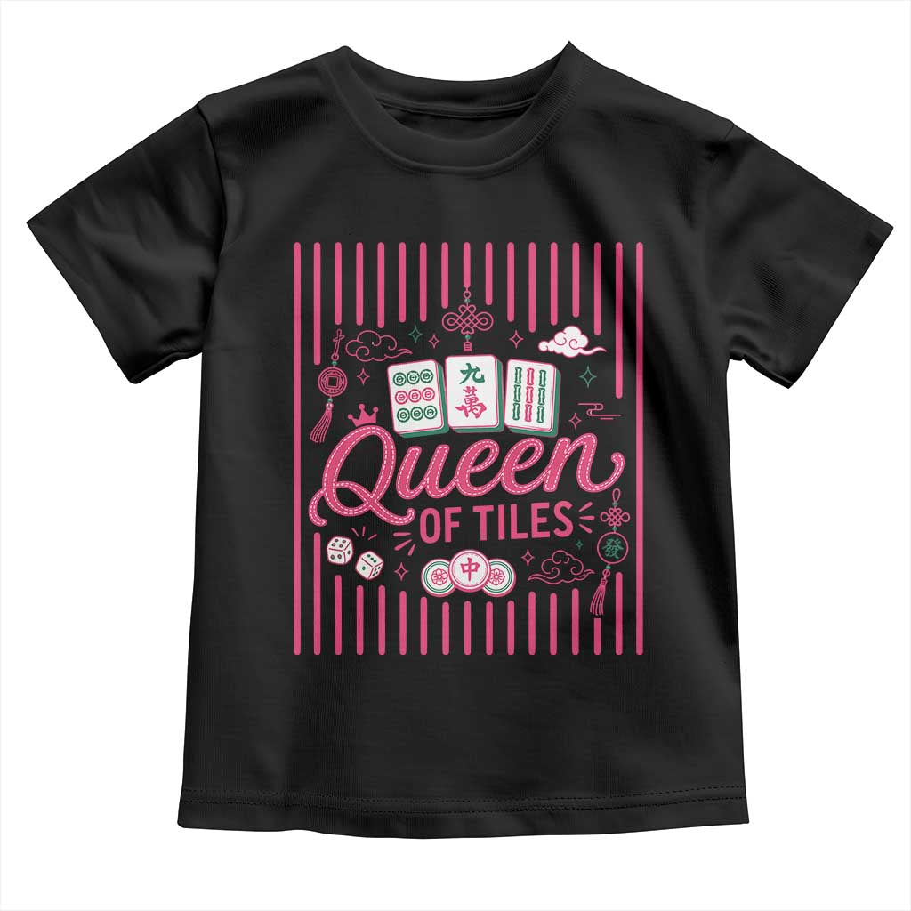 Queen Of Tiles Pink Mahjong Lover Game Night Graphic Toddler T Shirt