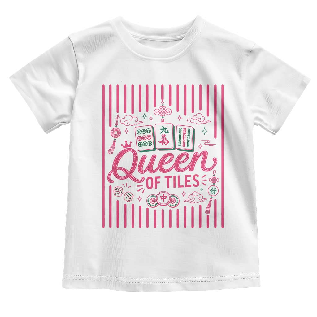 Queen Of Tiles Pink Mahjong Lover Game Night Graphic Toddler T Shirt