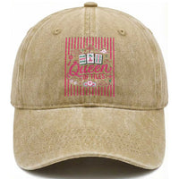 Queen Of Tiles Pink Mahjong Lover Game Night Graphic Washed Cotton Baseball Cap