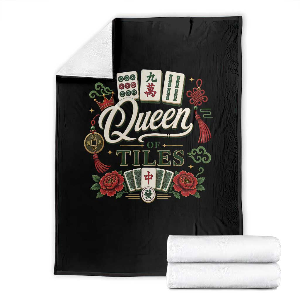 Mahjong Lovers Throw Blanket Queen Of Tiles Game Night Graphic