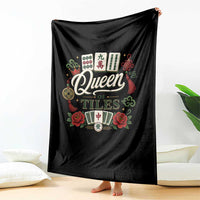 Mahjong Lovers Throw Blanket Queen Of Tiles Game Night Graphic