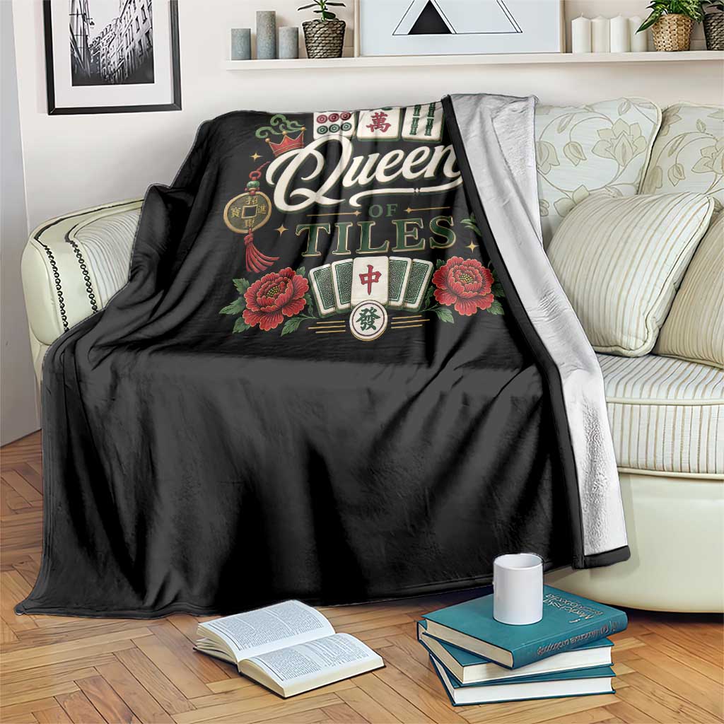 Mahjong Lovers Throw Blanket Queen Of Tiles Game Night Graphic