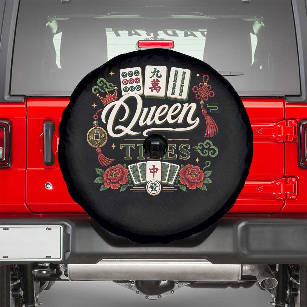 Mahjong Lovers Spare Tire Cover Queen Of Tiles Game Night Graphic