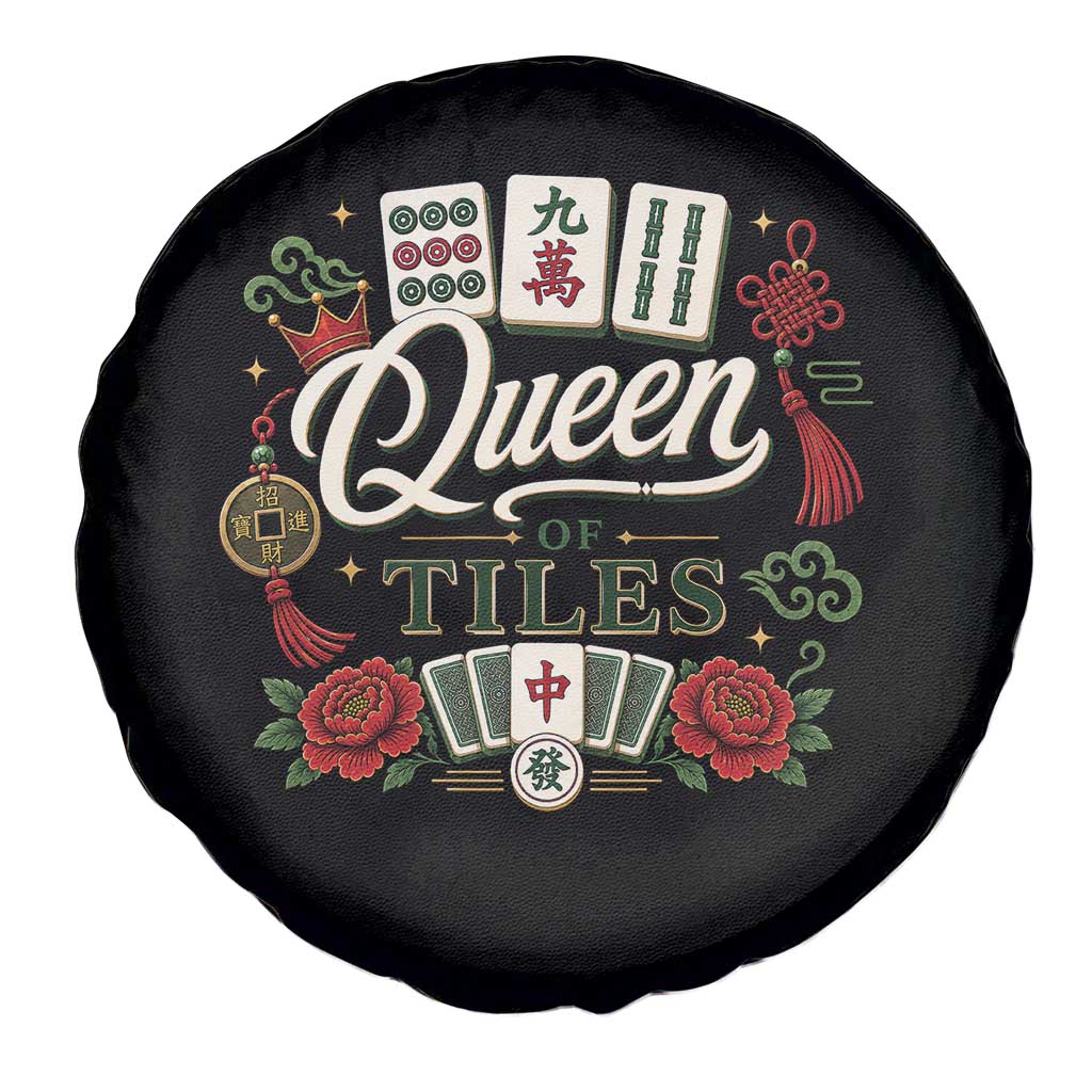 Mahjong Lovers Spare Tire Cover Queen Of Tiles Game Night Graphic