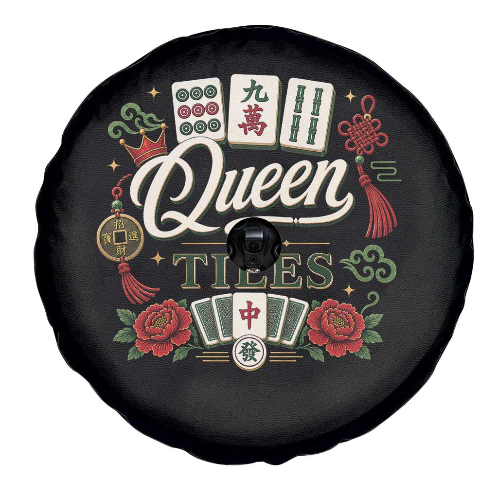 Mahjong Lovers Spare Tire Cover Queen Of Tiles Game Night Graphic