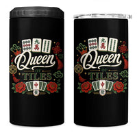 Mahjong Lovers 4 in 1 Can Cooler Tumbler Queen Of Tiles Game Night Graphic