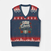 Mahjong Lovers V-Neck Knit Sweater Vest Queen Of Tiles Game Night Graphic