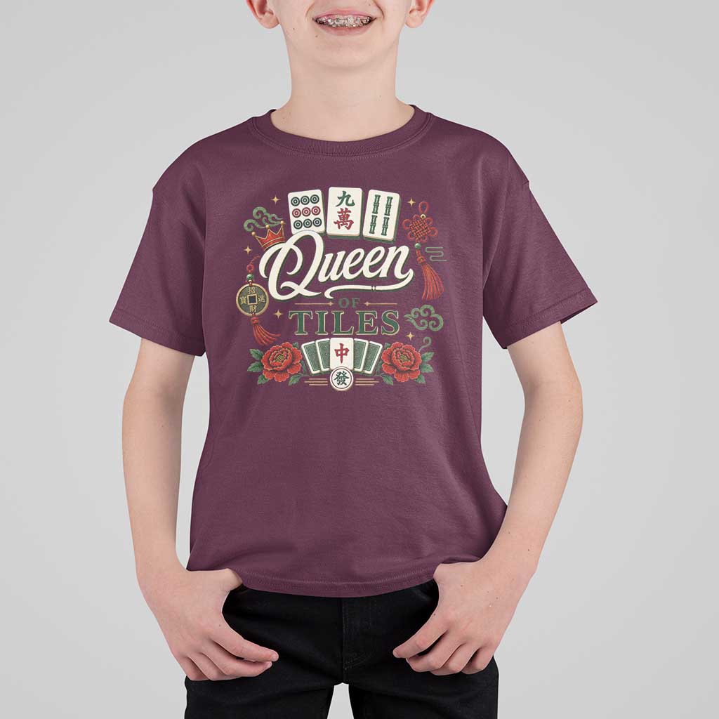 Mahjong Lovers T Shirt For Kid Queen Of Tiles Game Night Graphic