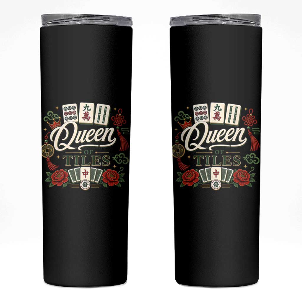 Mahjong Lovers Skinny Tumbler Queen Of Tiles Game Night Graphic