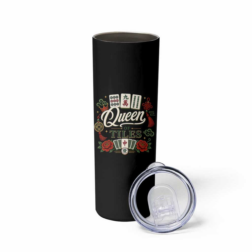 Mahjong Lovers Skinny Tumbler Queen Of Tiles Game Night Graphic