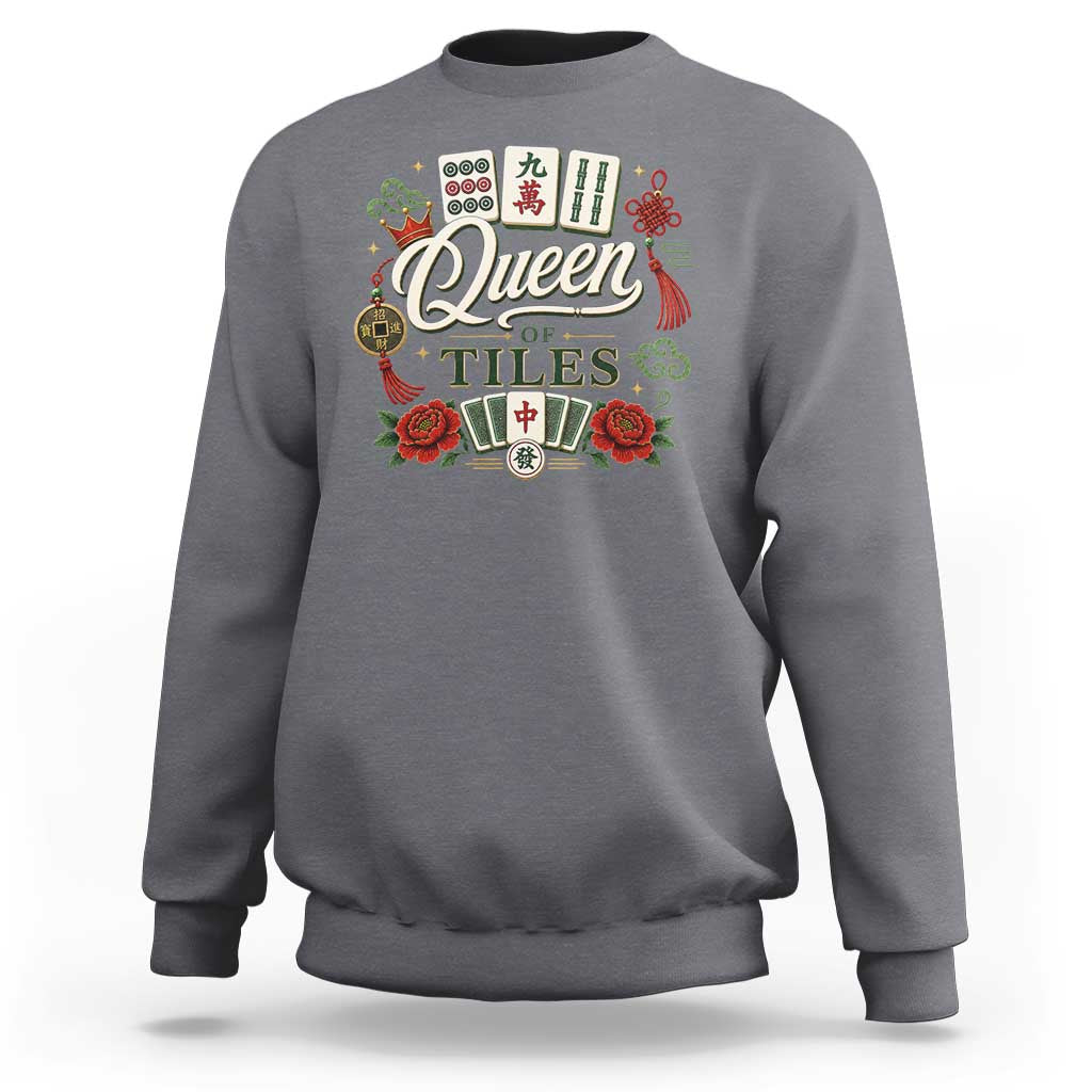 Mahjong Lovers Sweatshirt Queen Of Tiles Game Night Graphic