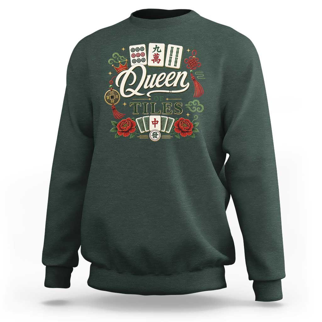 Mahjong Lovers Sweatshirt Queen Of Tiles Game Night Graphic