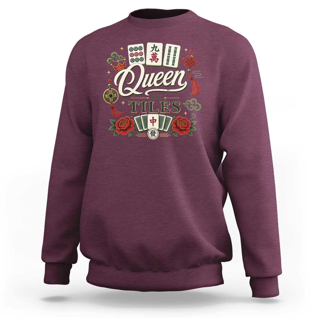 Mahjong Lovers Sweatshirt Queen Of Tiles Game Night Graphic