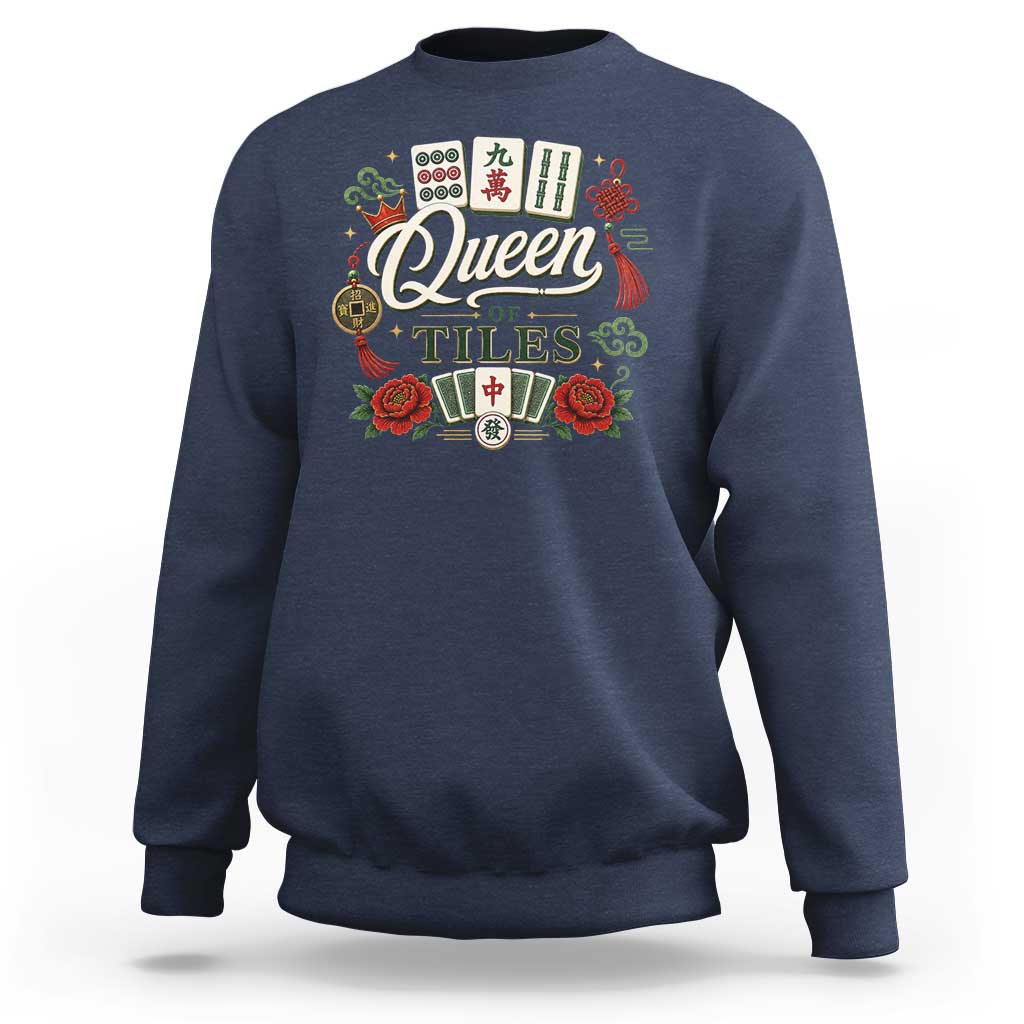 Mahjong Lovers Sweatshirt Queen Of Tiles Game Night Graphic