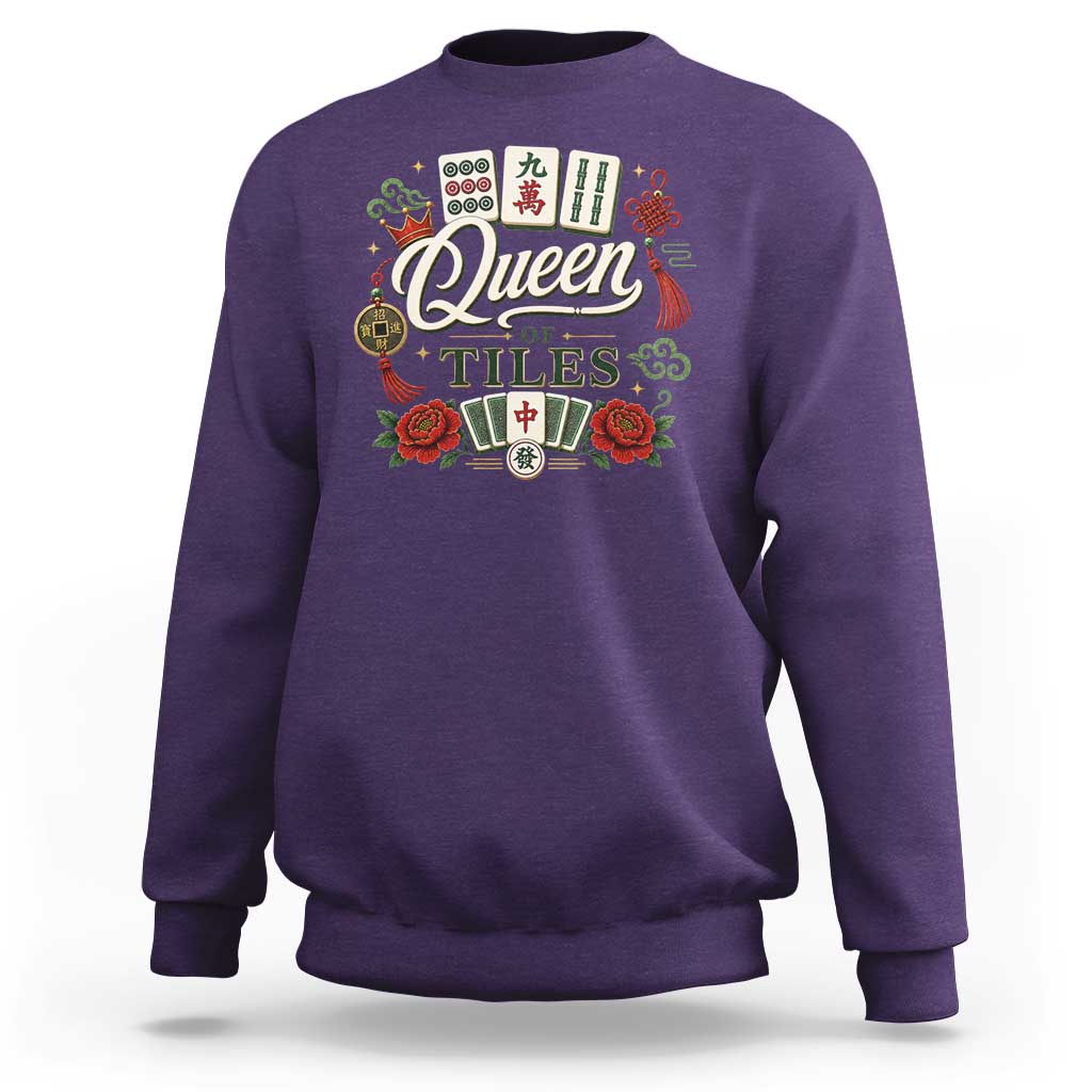 Mahjong Lovers Sweatshirt Queen Of Tiles Game Night Graphic